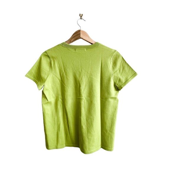 Liz Claiborne Silk Knit Green Top V-Neck Short Sleeved Button Up Women's M NWT - Picture 2 of 8